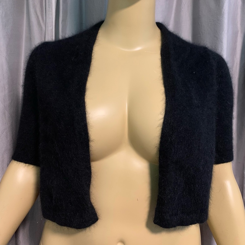 Ann Taylor black rabbit fur cardigan size small nwt